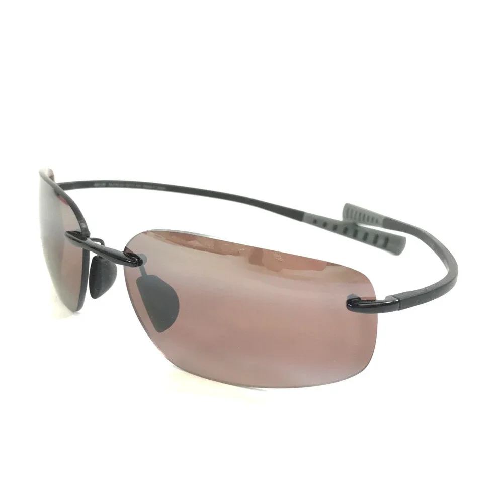 Maui Jim Sunglasses KUPUNA MJ742-02 Gloss Black Rimless Frame w Maui Rose Lenses
